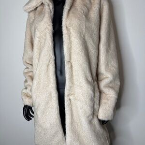 MISSGUIDED Lapel Collar Fluffy Long Coat With Pockets Winter Wear